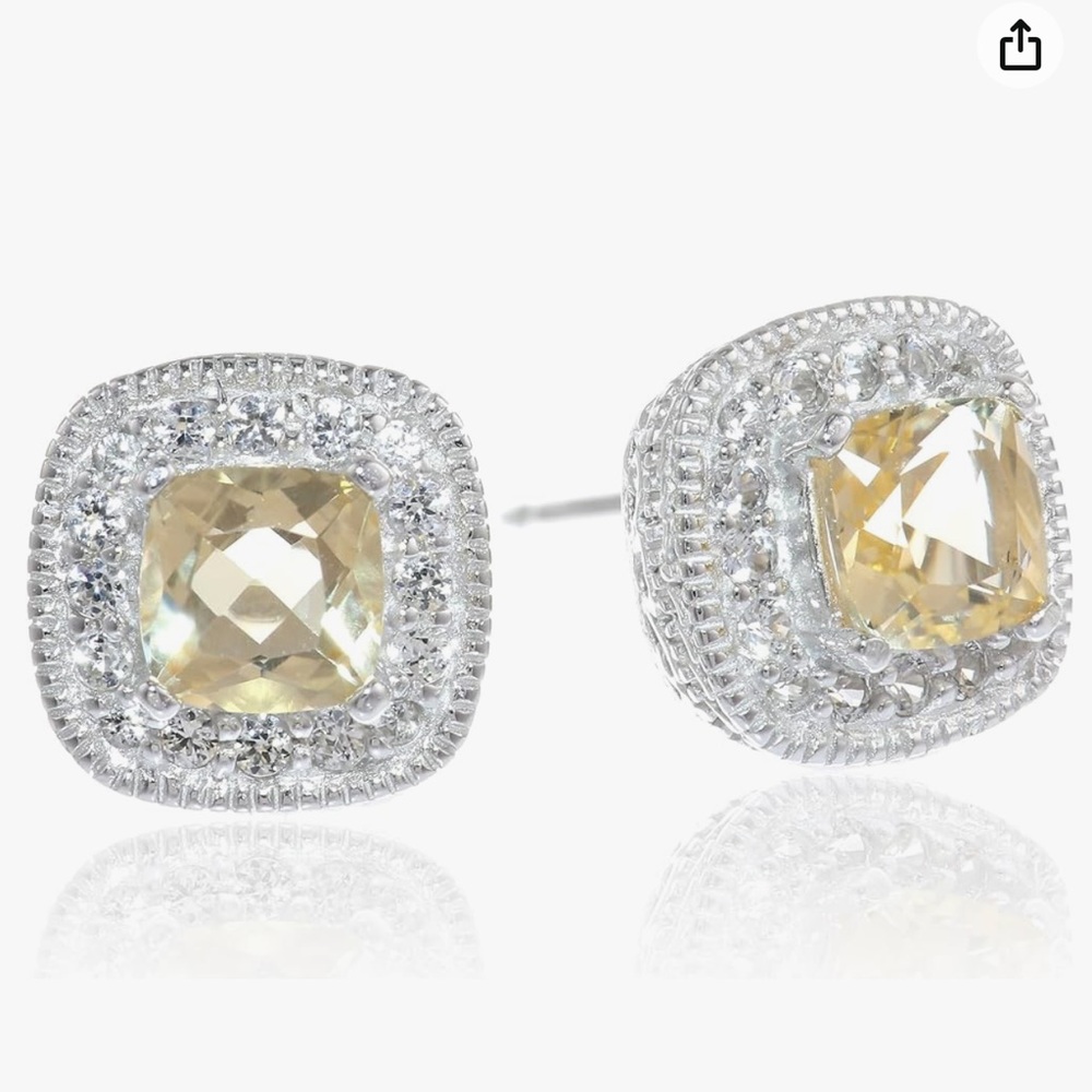 Like New Sterling Silver & Citrine Stud Earrings